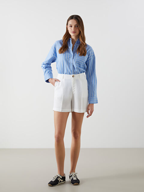 LCW Vision Loose Fit Keten Karışımlı Kadın Şort - S5JT70Z8-Q6K