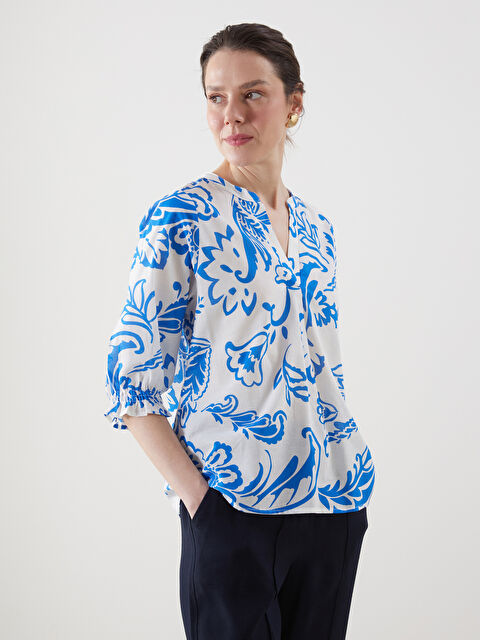 LCWAIKIKI Classic Kaçık Yaka Çiçekli Kadın Bluz - S5JU39Z8-LQQ