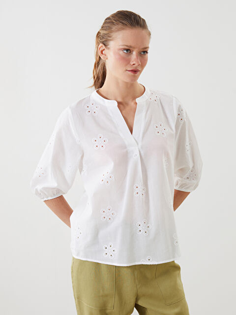 LCWAIKIKI Classic Kaçık Yaka Çiçekli Kadın Bluz - S5JU43Z8-Q6K