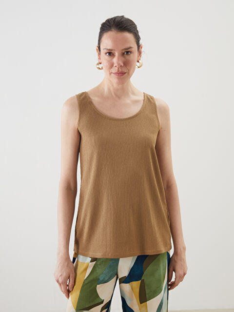 LCWAIKIKI Classic U Yaka Dokulu Kadın Atlet - S5JV07Z8-GPD