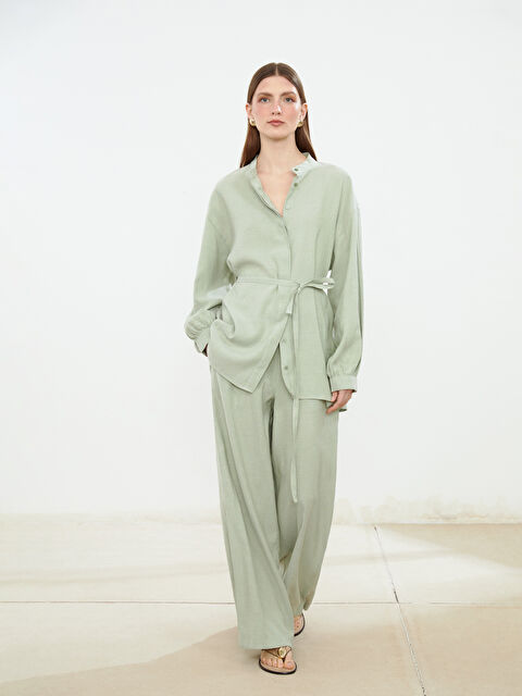 LCW Modest Beli Lastikli Keten Karışımlı Kadın Pantolon - S5JV11Z8-GX7