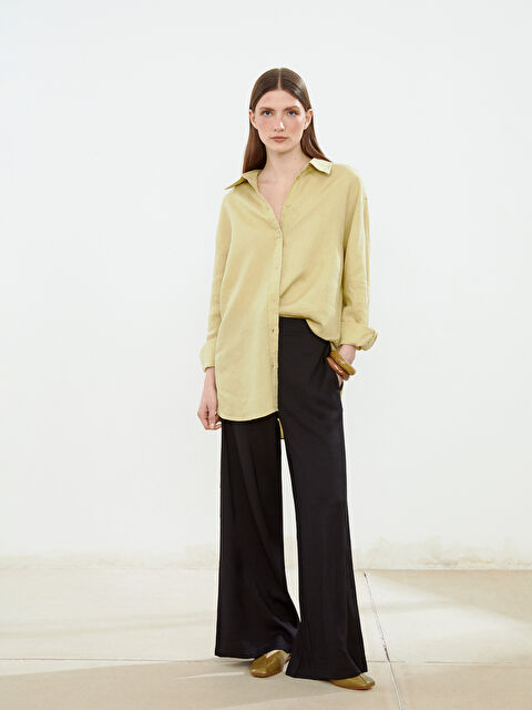 LCW Modest Beli Lastikli Keten Karışımlı Kadın Pantolon - S5JV11Z8-RQL