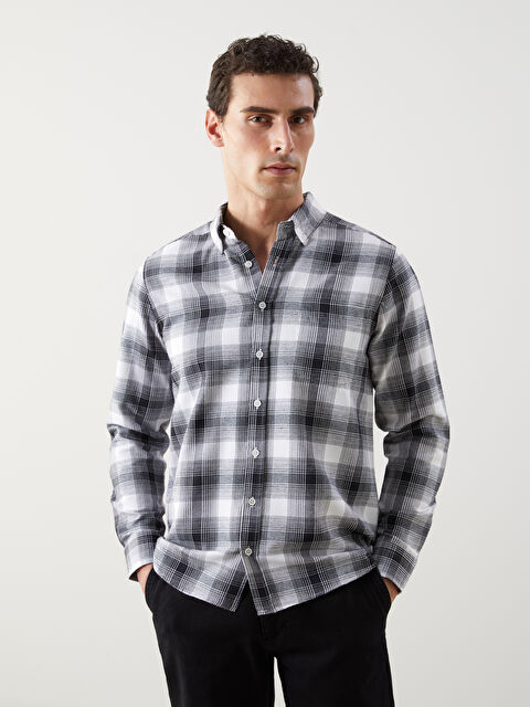 LCWAIKIKI Classic Regular Fit Uzun Kollu Ekose Gabardin Erkek Gömlek - S5JV36Z8-LKX