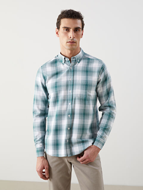LCWAIKIKI Classic Regular Fit Uzun Kollu Ekose Gabardin Erkek Gömlek - S5JV36Z8-LME