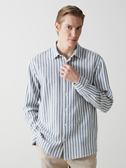 LCW Vision Regular Fit Uzun Kollu Çizgili Erkek Gömlek - S5JV56Z8-S0S