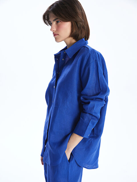 LCW Vision Oversize %100 Keten Kadın Gömlek - S5JV61Z8-HGU