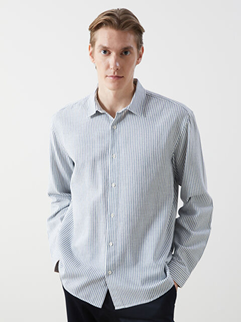 LCW Vision Regular Fit Uzun Kollu Çizgili Erkek Gömlek - S5JV64Z8-S0S