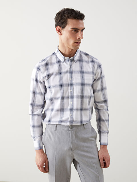 LCWAIKIKI Classic Regular Fit Uzun Kollu Ekose Poplin Erkek Gömlek - S5JV77Z8-LN6