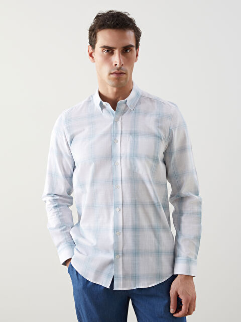 LCWAIKIKI Classic Regular Fit Uzun Kollu Ekose Poplin Erkek Gömlek - S5JV77Z8-LPJ
