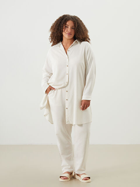 LCW Grace Beli Lastikli Keten Karışımlı Kadın Pantolon - S5JY58Z8-CWP