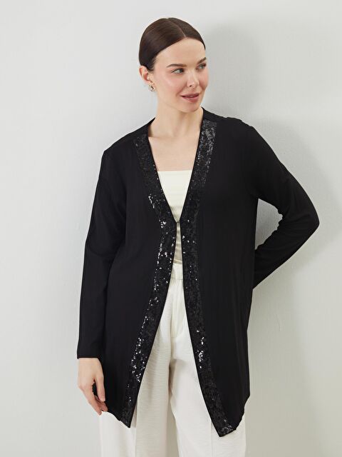 LCW Grace V Yaka Pul Payet işlemeli Kadın Hırka - S5JY74Z8-CVL