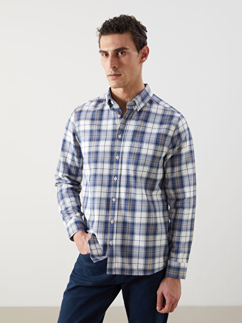 LCWAIKIKI Classic Regular Fit Uzun Kollu Ekose Gabardin Erkek Gömlek - S5K009Z8-LLC