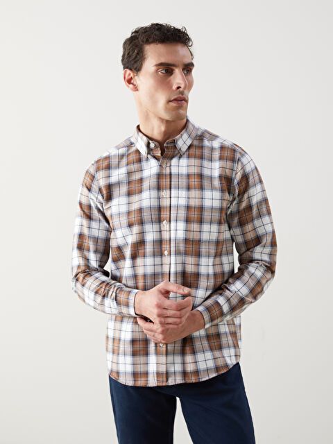 LCWAIKIKI Classic Regular Fit Uzun Kollu Ekose Gabardin Erkek Gömlek - S5K009Z8-LLN