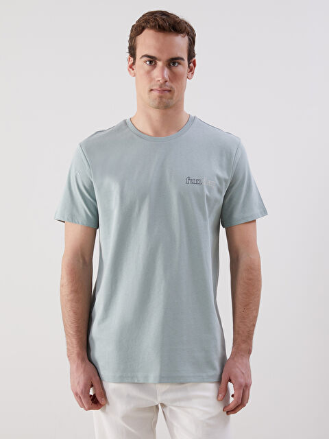 LCW ECO Bisiklet Yaka Baskılı Penye Erkek Tişört - S5K058Z8-GEP