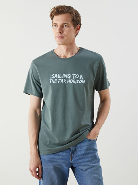 LCW ECO Bisiklet Yaka Baskılı Penye Erkek Tişört - S5K059Z8-H9D