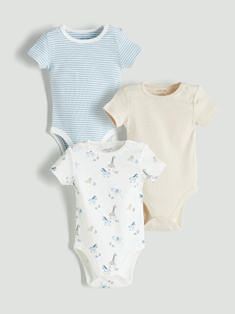 LCW baby Baskılı Erkek Bebek Çıtçıtlı Body 3'lü - S5K070Z1-LRA
