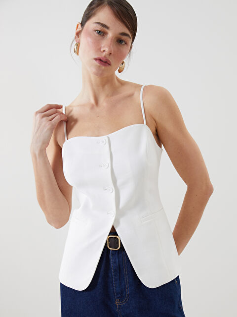 LCW Vision Kvadratna Kragna Mešavina Lana Sa Bretelama Bluza