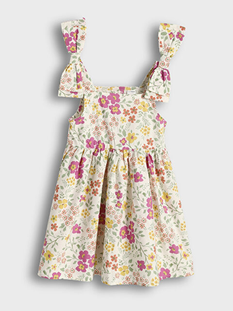 LCW Kids Square Collar Girls' Poplin Dress - S5K108Z1-LRA