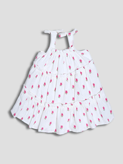 LCW Kids Square Collar Girls' Muslin Dress - S5K110Z1-LRA