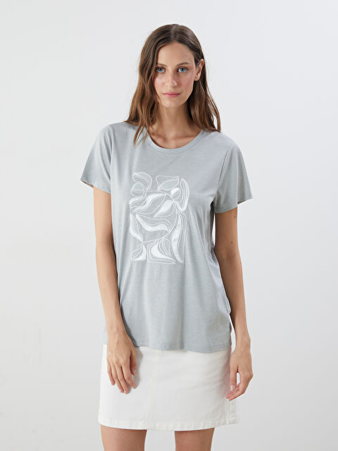 LCWAIKIKI Classic Crew Neck Printed Women's T-Shirt - S5K139Z8-FJR