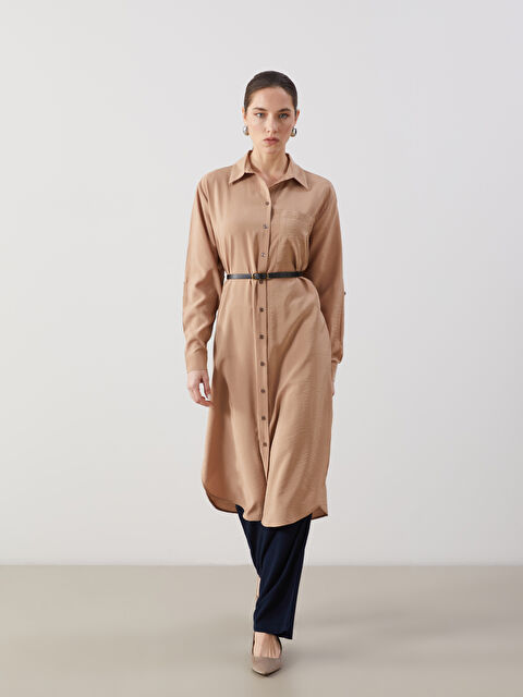 LCWAIKIKI Classic قميص تونيك بنى مرا - S5K166Z8-GTU