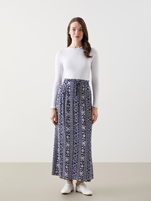 LCW Grace Beli Lastikli Çiçekli Kadın Etek - S5K173Z8-LSJ