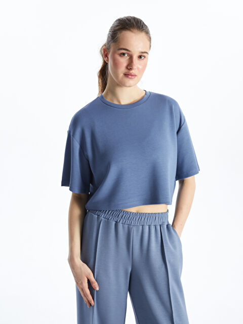 XSIDE ACTIVE Bisiklet Yaka Crop Kadın Spor Tişört - S5K230Z8-DUJ