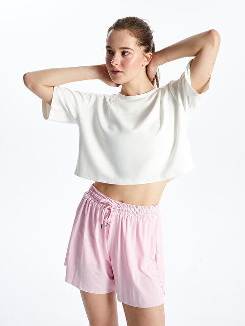 XSIDE ACTIVE Bisiklet Yaka Crop Kadın Spor Tişört - S5K230Z8-Q6K