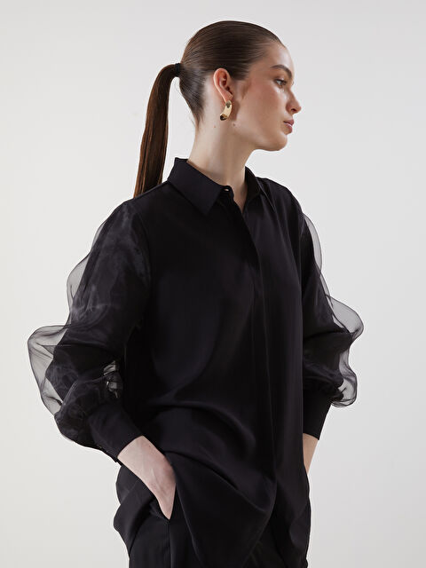 LCWAIKIKI Classic Dokulu Krinkle Kadın Gömlek Tunik - S5K246Z8-CVL