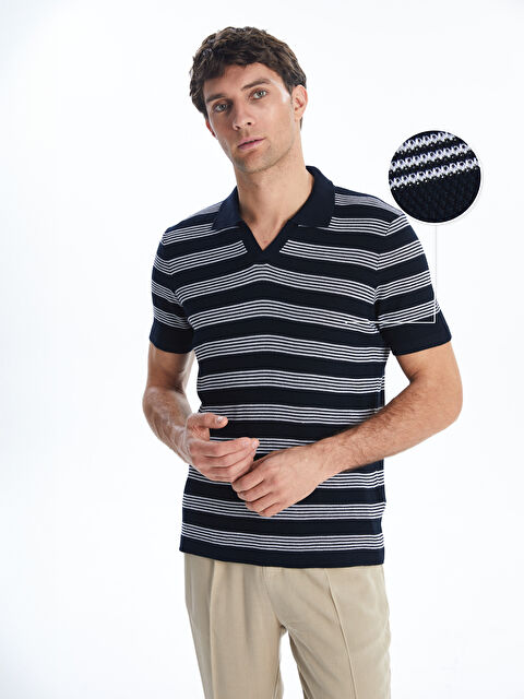 LCWAIKIKI Classic Polo Yaka Çizgili Erkek Dokulu Triko Kazak - S5K249Z8-DWP