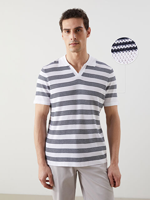 LCWAIKIKI Classic Polo Yaka Çizgili Erkek Dokulu Triko Kazak - S5K249Z8-R9J