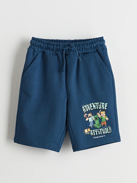 LCW Kids Beli Lastikli Minecraft Baskılı Erkek Çocuk Şort - S5K307Z1-HSD