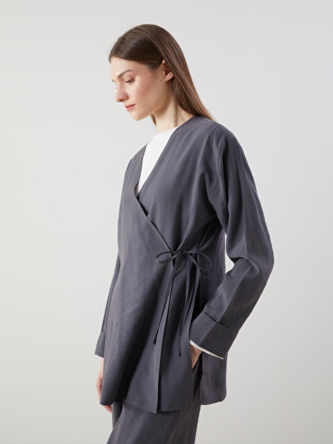 LCW Modest Kruvaze Yaka Modal Karışımlı Kadın Kimono - S5K325Z8-CTH