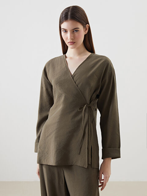 LCW Modest Kruvaze Yaka Modal Karışımlı Kadın Kimono - S5K325Z8-CTY