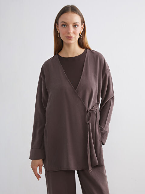 LCW Modest Kruvaze Yaka Modal Karışımlı Kadın Kimono - S5K325Z8-DJ7