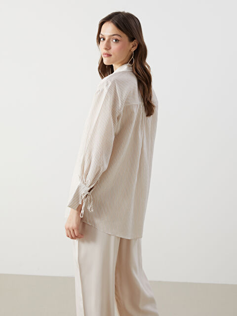 LCW Modest Çizgili Oversize Kadın Gömlek Tunik - S5K328Z8-ELZ