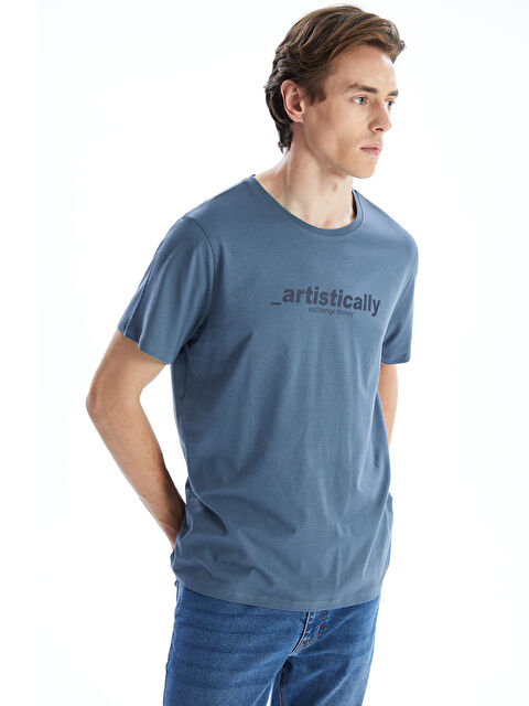 LCW ECO Bisiklet Yaka Kısa Kollu Baskılı Penye Erkek Tişört - S5K360Z8-H8X