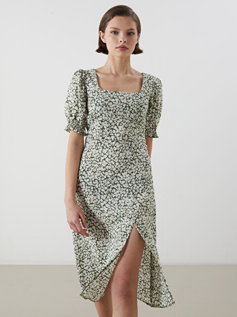 LCWAIKIKI Classic U Yaka Çiçekli Elbise