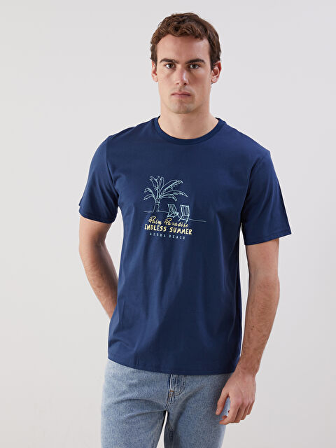 LCW ECO Bisiklet Yaka Kısa Kollu Baskılı Penye Erkek Tişört - S5K427Z8-HSD