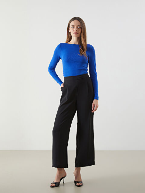 LCWAIKIKI Classic Beli Lastikli Geniş Paça Kadın Pantolon - S5K477Z8-CVL