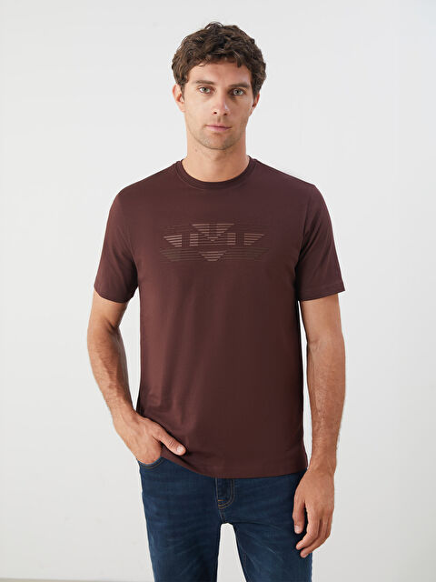 LCWAIKIKI Classic Bisiklet Yaka Baskılı Penye Erkek Tişört - S5K491Z8-ZKL