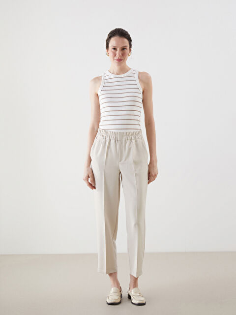 LCWAIKIKI Classic Beli Lastikli Kadın Cigarette Pantolon - S5K494Z8-G5M
