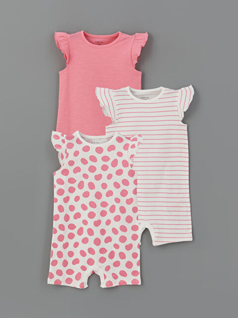 LCW baby Bisiklet Yaka Kız Bebek Tulum 3'lü - S5K530Z1-FJ0