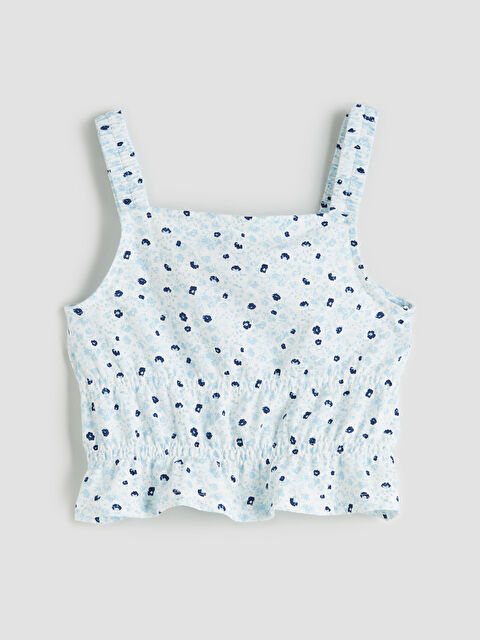 LCW Kids Kare Yaka Çiçekli Kız Çocuk Crop Bluz - S5K551Z4-LRA