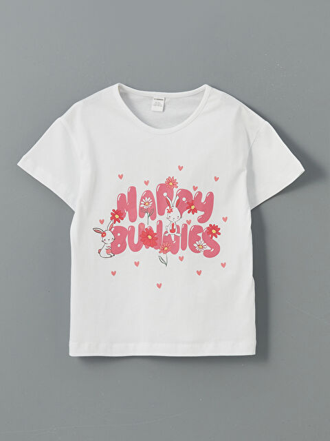 LCW Kids Bisiklet Yaka Baskılı Kız Çocuk Tişört - S5K557Z1-JYX