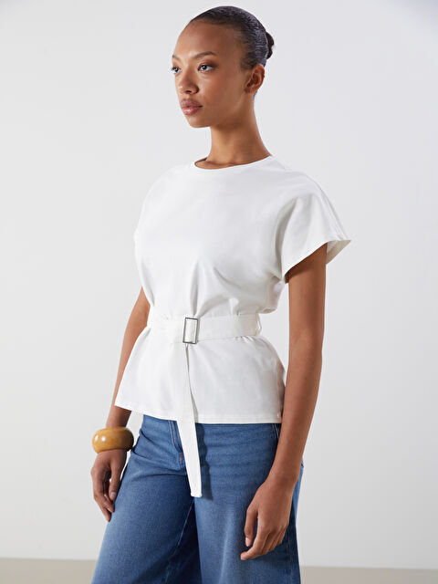 LCW Vision Bisiklet Yaka Kemerli Bluz - S5K570Z8-R9J