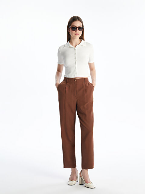 LCWAIKIKI Classic Keten Karışımlı Kadın Pileli Pantolon - S5K574Z8-HJZ