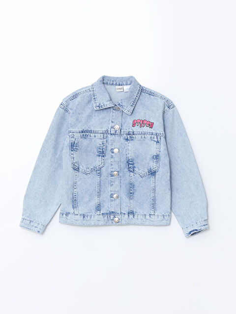 LCW Kids Stitch Baskılı Kız Çocuk Jean Ceket - S5K594Z4-V2T