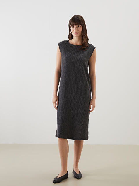 LCW Comfort Bisiklet Yaka Dokulu Elbise - S5K615Z8-CVL