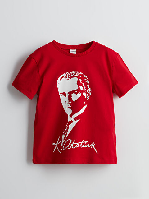 LCW Kids Bisiklet Yaka Atatürk Baskılı Erkek Bebek Tişört - S5K692Z1-HJY